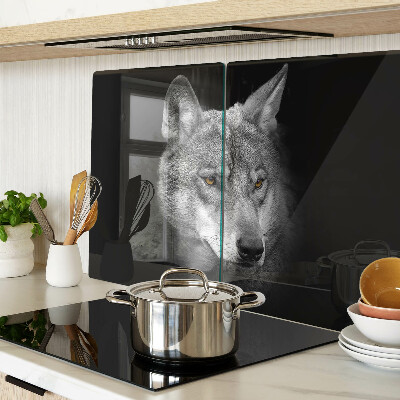 Schneidebrett glas Wolf in Grautönen