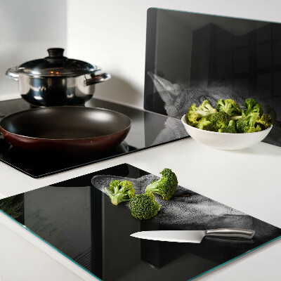 Schneidebrett Glas mit einem Motiv eines Wolfes in Grautönen