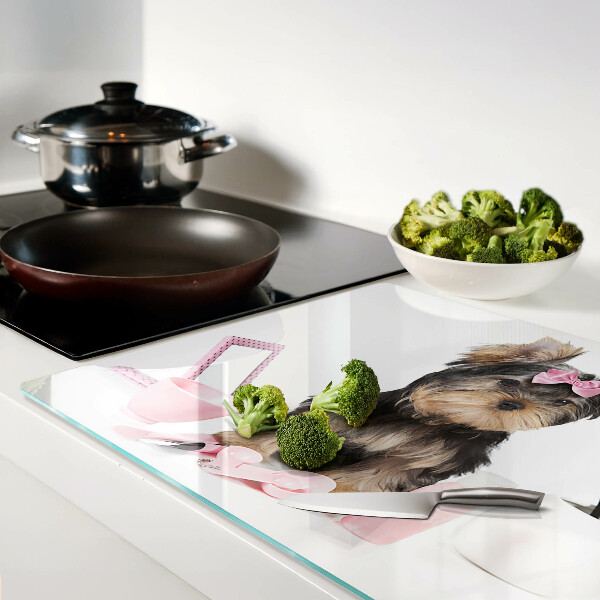 Schneidebrett mit Yorkshire-Terrier-Motiv und Pflegeset