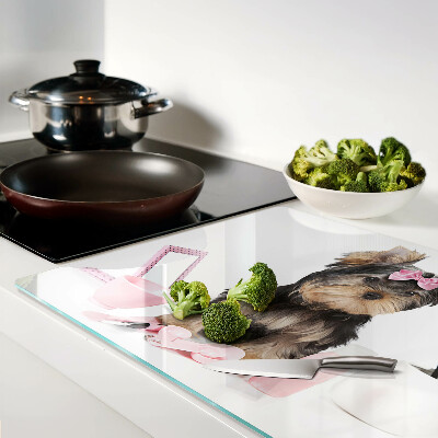 Schneidebrett mit Yorkshire-Terrier-Motiv und Pflegeset