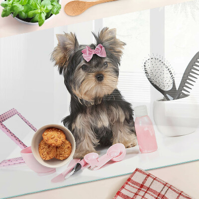 Schneidebrett mit Yorkshire-Terrier-Motiv und Pflegeset