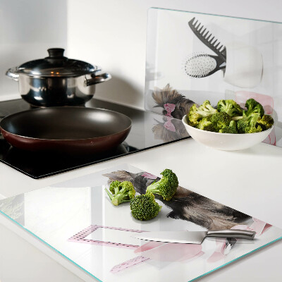 Schneidebrett Yorkshire Terrier mit Pflegezubehör