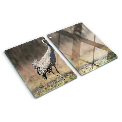 Schneidebrett glas Ein Kran vor der Kulisse einer Landschaft