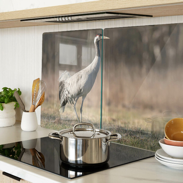 Schneidebrett Glas mit Motiv eines Krans vor einer Landschaft