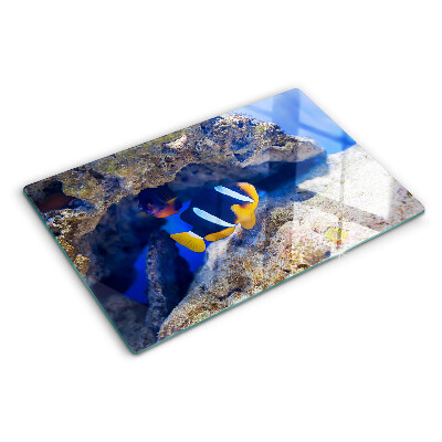 Glas schneidebrett Fische in einem Korallenriff