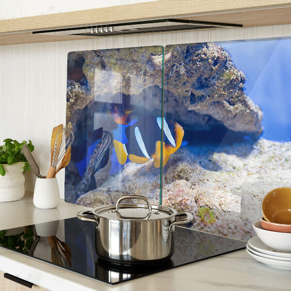 Glas-Schneidebrett mit einem Motiv von Fischen in einem Korallenriff