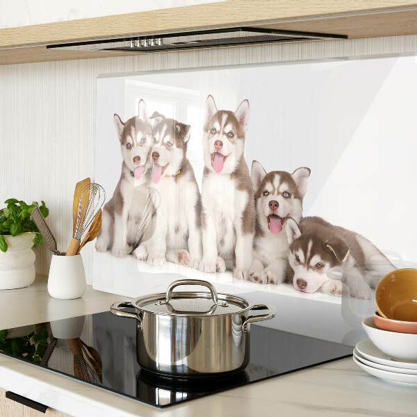 Glas-Schneidebrett mit Husky-Welpen-Motiv