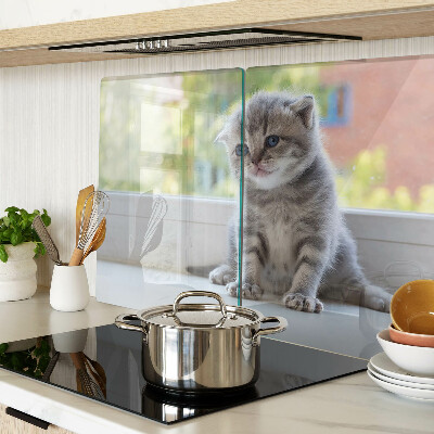 Schneidebrett glas Ein Kätzchen auf der Fensterbank