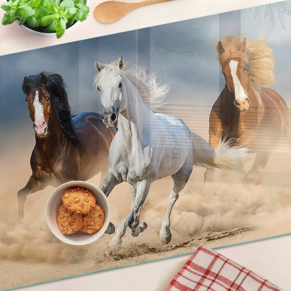 Glas schneidebrett Drei galoppierende Pferde