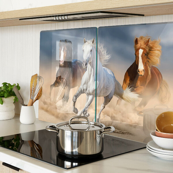 Glas schneidebrett Drei galoppierende Pferde