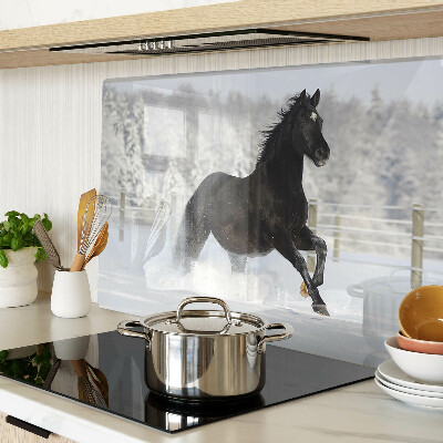 Schneidebrett glas Ein Pferd in einer Winterlandschaft