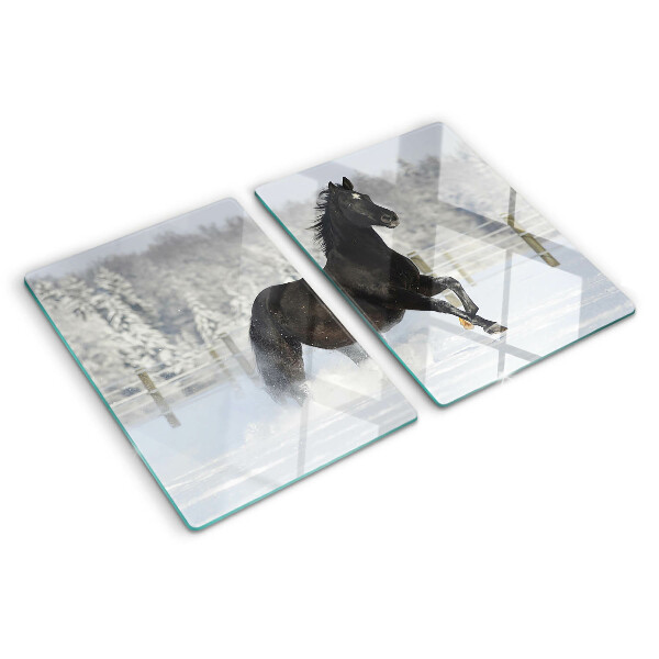 Schneidebrett glas Ein Pferd in einer Winterlandschaft