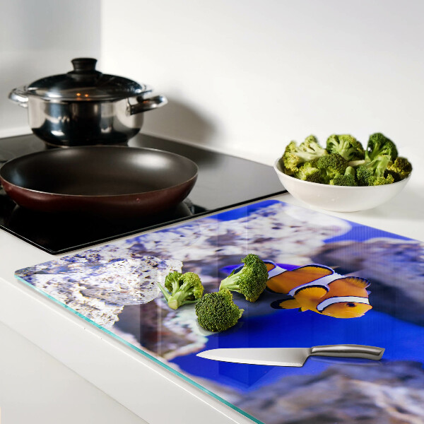 Schneidebrett mit Motiv Clownfische zwischen den Felsen