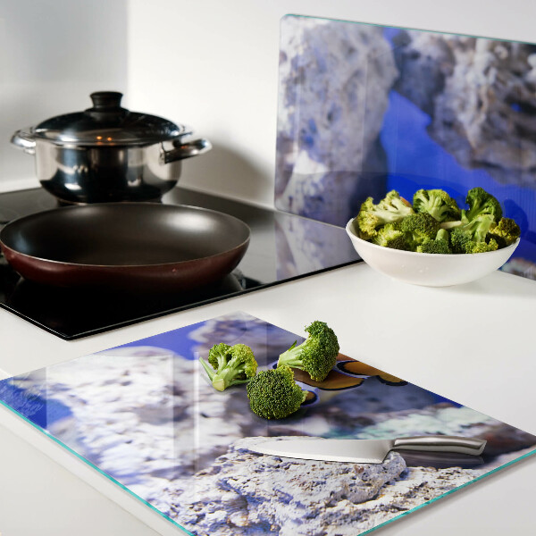 Schneidebrett mit Motiv Clownfische zwischen den Felsen