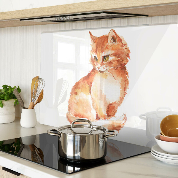 Schneidebrett glas Zeichnung eines roten Kätzchens