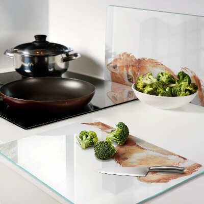 Schneidebrett Glas mit der Zeichnung eines roten Kätzchens