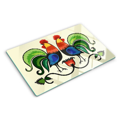 Glas schneidebrett Hähne im Volksstil