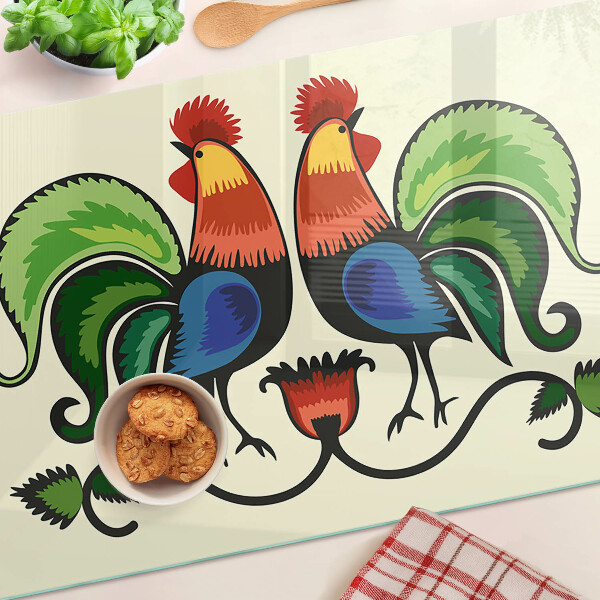 Glas schneidebrett Hähne im Volksstil