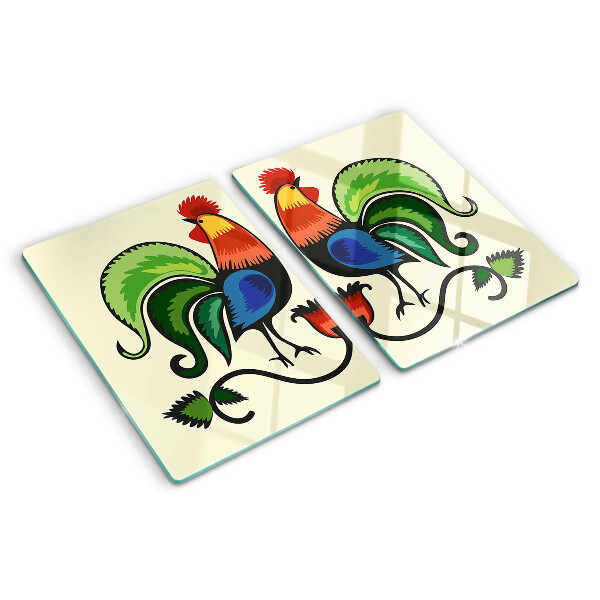 Glas schneidebrett Hähne im Volksstil