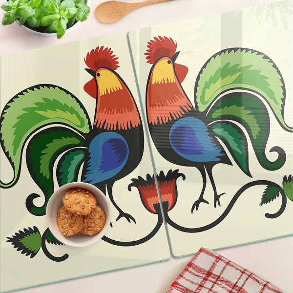 Glas schneidebrett Hähne im Volksstil