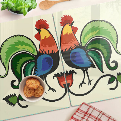 Glas schneidebrett Hähne im Volksstil