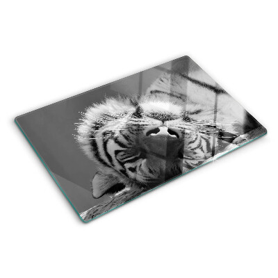Schneidebrett Tiger in Schwarzweiß