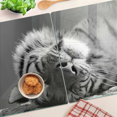 Schneidebrett Tiger in Schwarzweiß