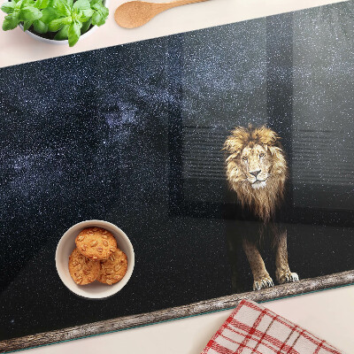 Schneidebrett Glas mit Motiv „Der Löwe und der Himmel voller Sterne“