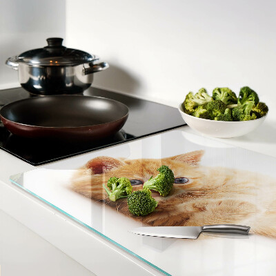 Schneidebrett Rotes Kätzchen vor weißem Hintergrund