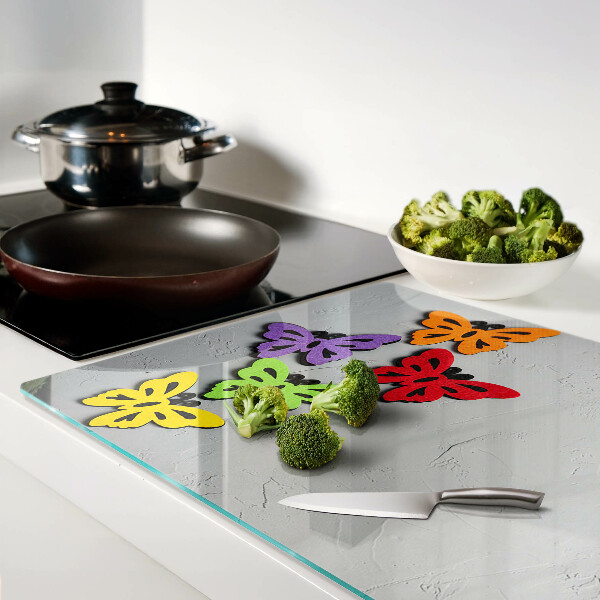 Schneidebrett glas Buntes Schmetterlingsmotiv