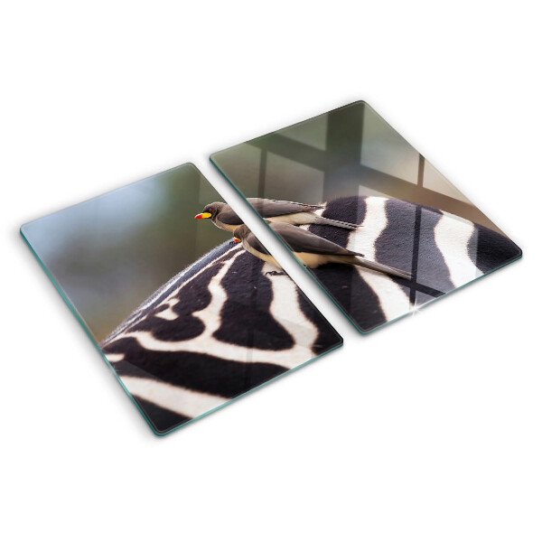 Schneidebrett glas Vögel auf einem Zebra