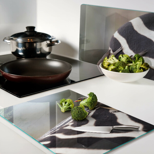 Schneidebrett Glas mit Motiv Vögel auf einem Zebra