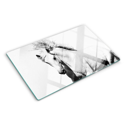 Schneidebrett Pferd in Schwarzweiß