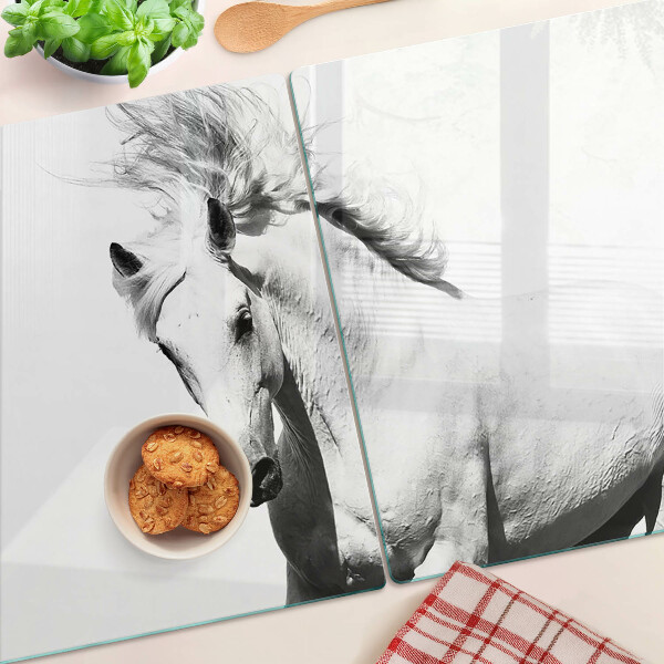Schneidebrett Pferd in Schwarzweiß