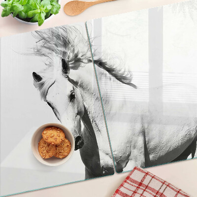 Schneidebrett Pferd in Schwarzweiß