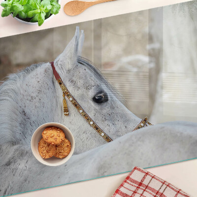 Schneidebrett glas Weißes junges Pferd