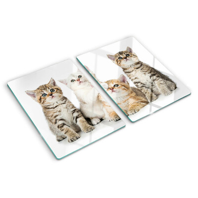 Glas-Schneidebrett mit Motiv 'Eine Schar Kätzchen'