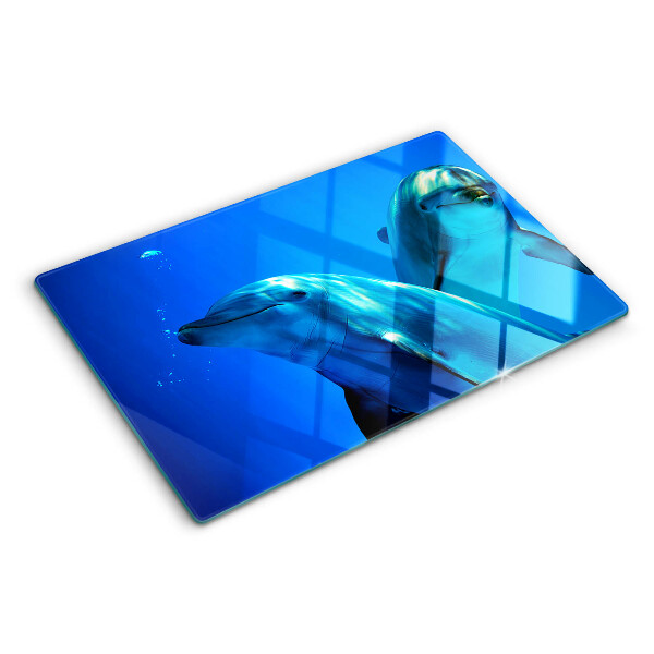 Schneidebrett mit Motiv Delfine im Wasser