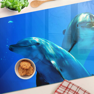 Schneidebrett mit Motiv Delfine im Wasser