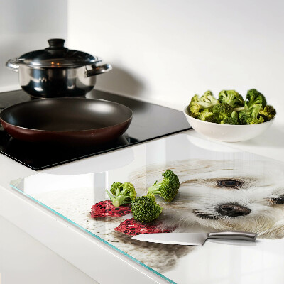 Schneidebrett glas Ein Hund im Pullover mit Schleife