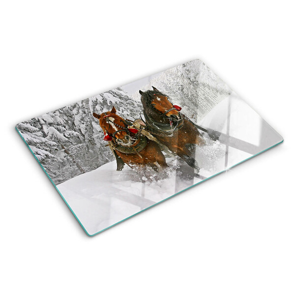 Glas schneidebrett Kaltblüter im Schnee