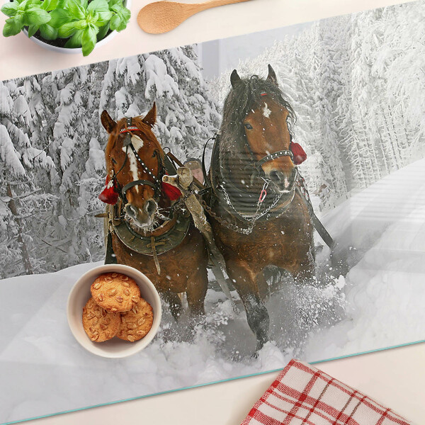 Glas schneidebrett Kaltblüter im Schnee