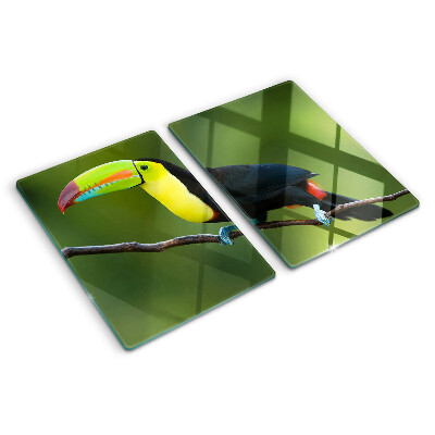 Schneidebrett mit Motiv eines Tukans auf einem Ast