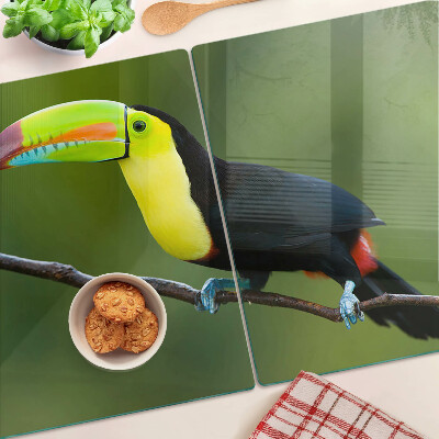 Schneidebrett mit Motiv eines Tukans auf einem Ast