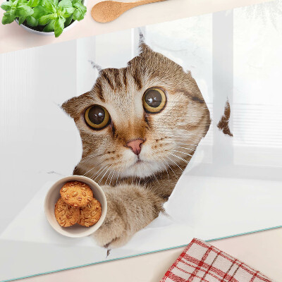 Schneidebrett glas Eine Katze, die aus einem Loch kommt