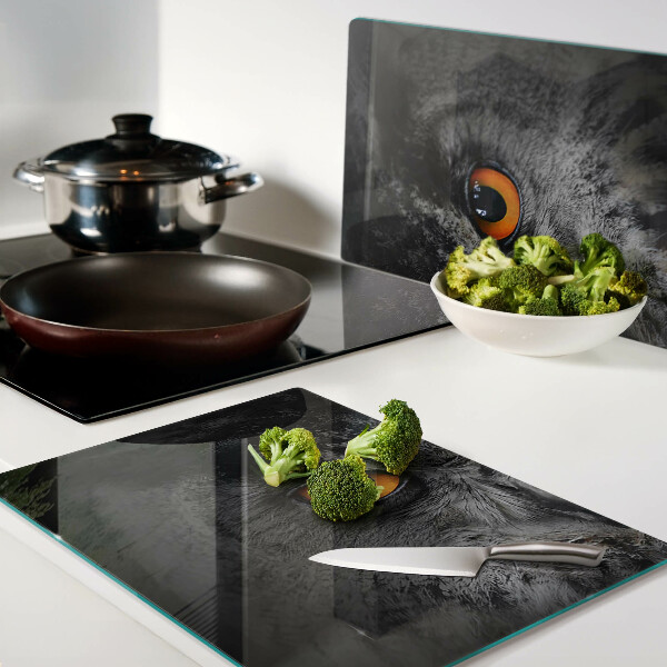 Glas schneidebrett Eule mit orangefarbenen Augen