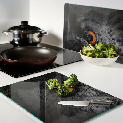 Glas schneidebrett Eule mit orangefarbenen Augen