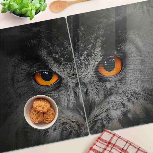 Glas schneidebrett Eule mit orangefarbenen Augen