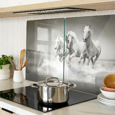 Schneidebrett glas Pferde im Wasser