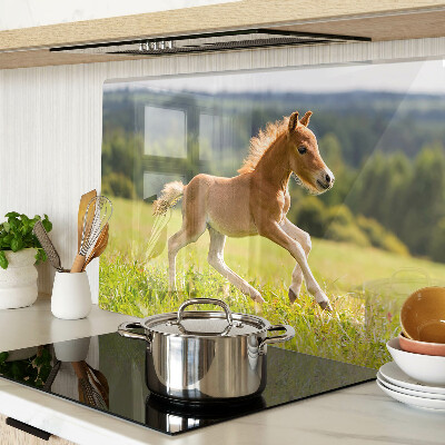 Glas-Schneidebrett mit Motiv Fohlen auf der Wiese